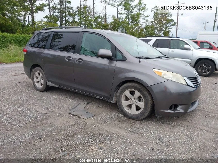 5TDKK3DC6BS043136 2011 Toyota Sienna Le V6