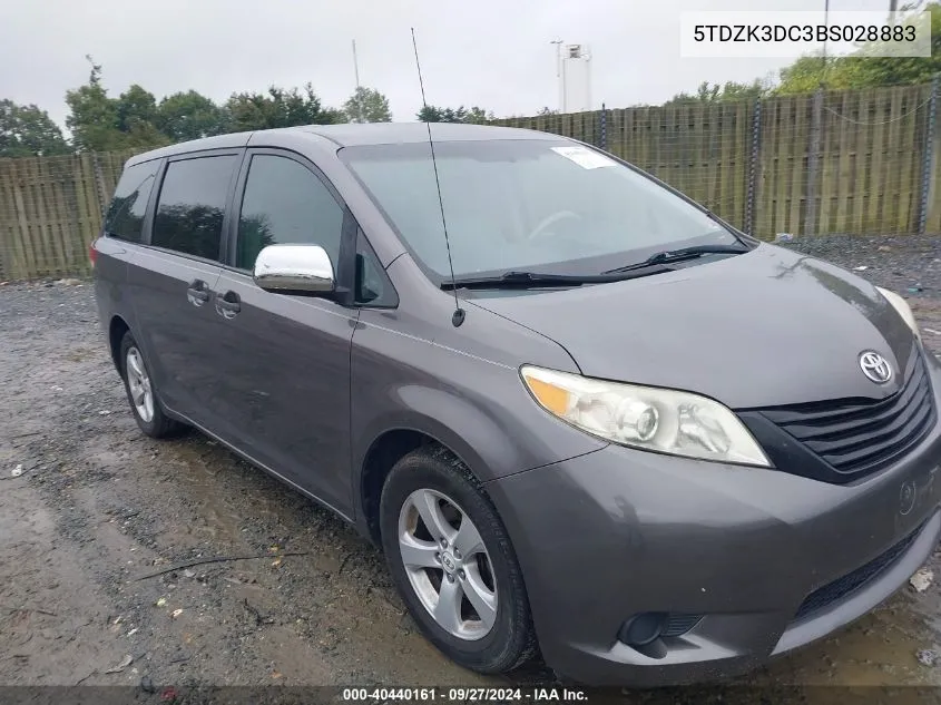 2011 Toyota Sienna Base V6 VIN: 5TDZK3DC3BS028883 Lot: 40440161