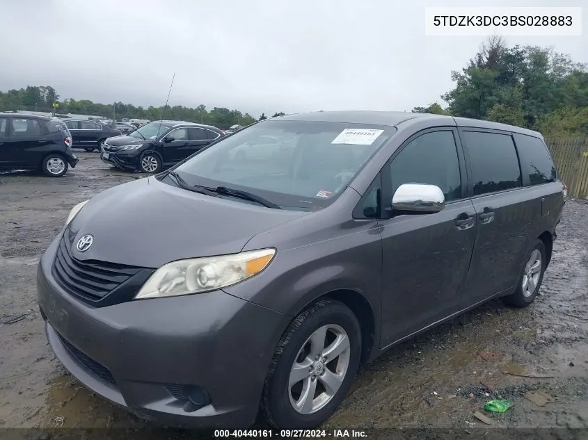 2011 Toyota Sienna Base V6 VIN: 5TDZK3DC3BS028883 Lot: 40440161