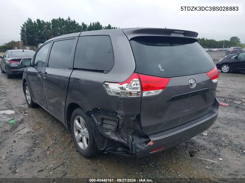 2011 Toyota Sienna Base V6 VIN: 5TDZK3DC3BS028883 Lot: 40440161