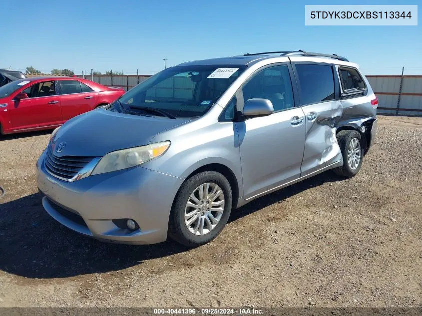 2011 Toyota Sienna Xle V6 VIN: 5TDYK3DCXBS113344 Lot: 40441396