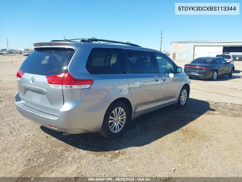 2011 Toyota Sienna Xle V6 VIN: 5TDYK3DCXBS113344 Lot: 40441396