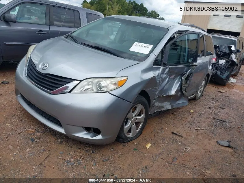 5TDKK3DC3BS105902 2011 Toyota Sienna Le V6