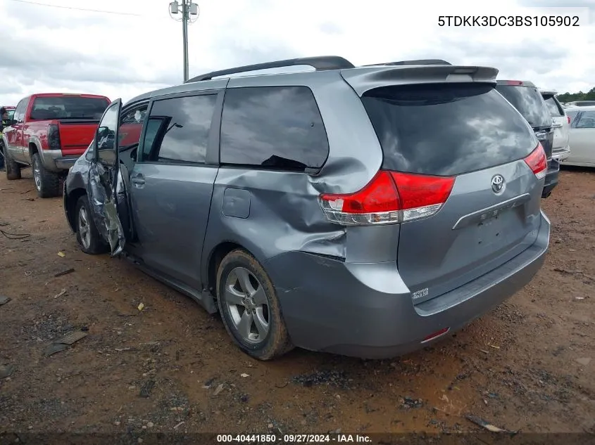 2011 Toyota Sienna Le V6 VIN: 5TDKK3DC3BS105902 Lot: 40441850