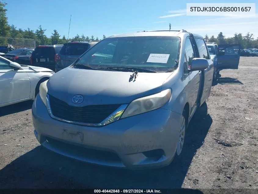 2011 Toyota Sienna Le VIN: 5TDJK3DC6BS001657 Lot: 40442848