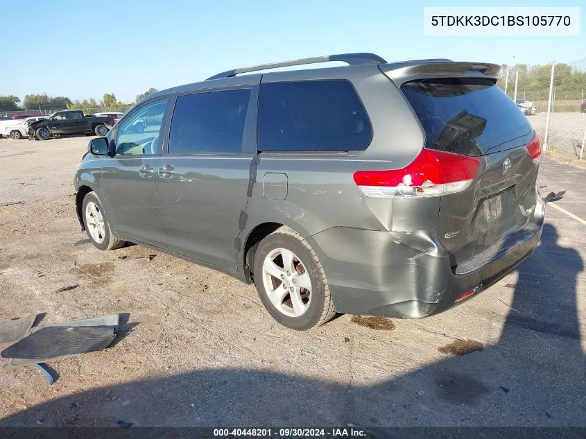 2011 Toyota Sienna Le VIN: 5TDKK3DC1BS105770 Lot: 40448201