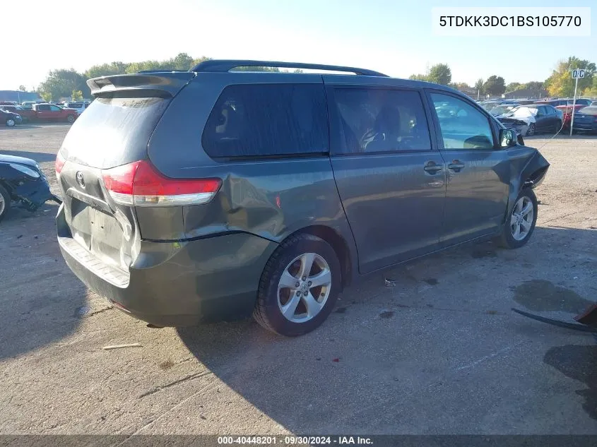 2011 Toyota Sienna Le VIN: 5TDKK3DC1BS105770 Lot: 40448201