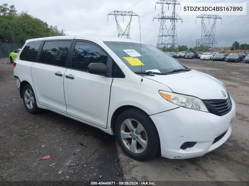 2011 Toyota Sienna Base V6 VIN: 5TDZK3DC4BS167890 Lot: 40448671