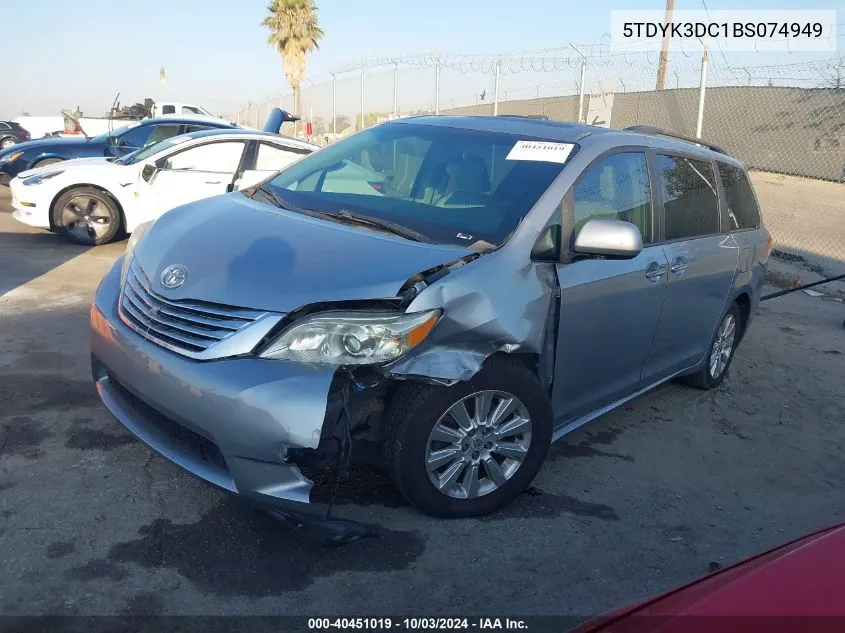 2011 Toyota Sienna Limited V6 VIN: 5TDYK3DC1BS074949 Lot: 40451019