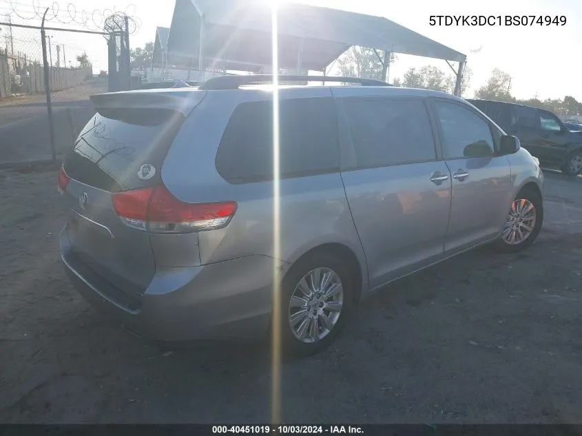 2011 Toyota Sienna Limited V6 VIN: 5TDYK3DC1BS074949 Lot: 40451019