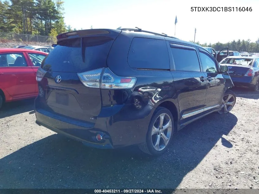 2011 Toyota Sienna Se VIN: 5TDXK3DC1BS116046 Lot: 40453211