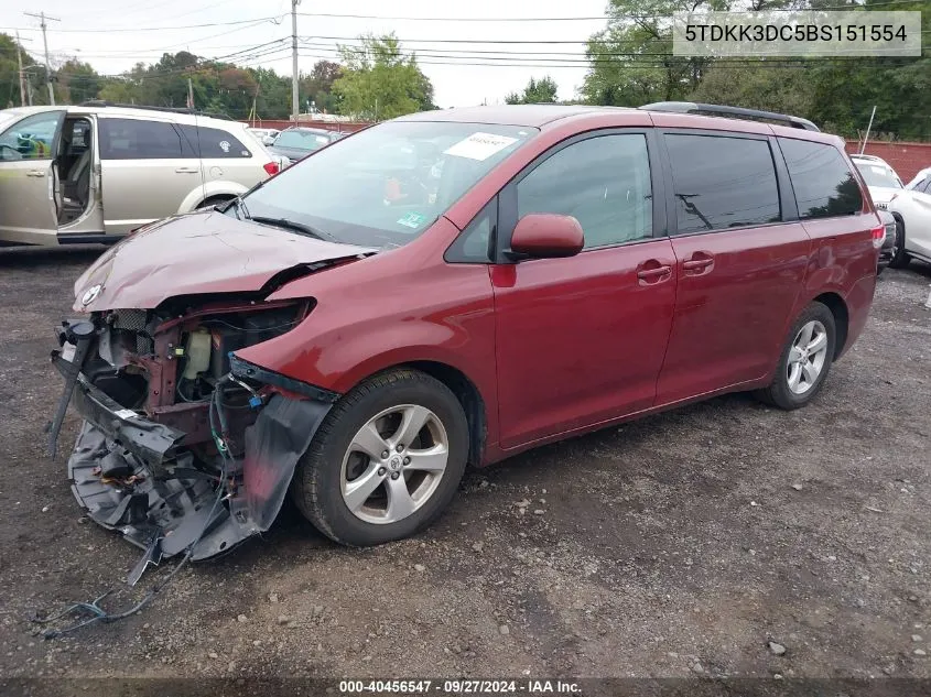 5TDKK3DC5BS151554 2011 Toyota Sienna Le V6