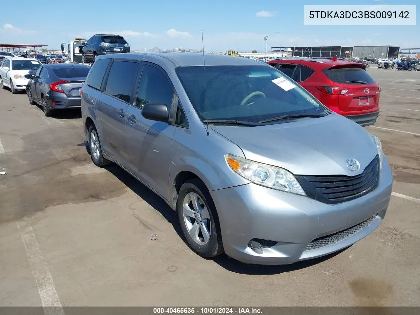 2011 Toyota Sienna VIN: 5TDKA3DC3BS009142 Lot: 40465635