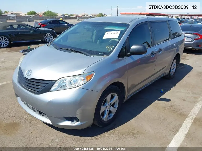 2011 Toyota Sienna VIN: 5TDKA3DC3BS009142 Lot: 40465635