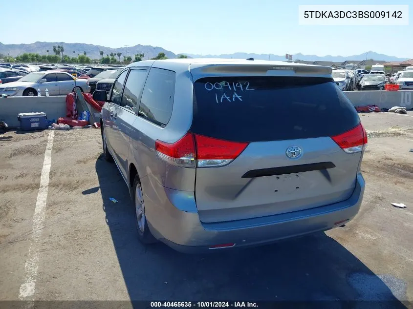 2011 Toyota Sienna VIN: 5TDKA3DC3BS009142 Lot: 40465635