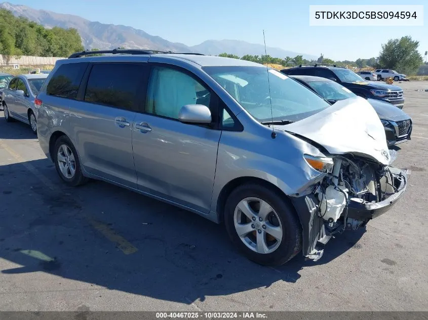 2011 Toyota Sienna Le V6 VIN: 5TDKK3DC5BS094594 Lot: 40467025