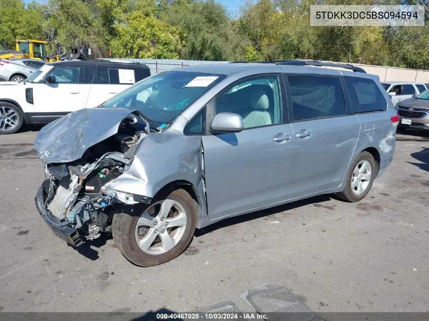 2011 Toyota Sienna Le V6 VIN: 5TDKK3DC5BS094594 Lot: 40467025