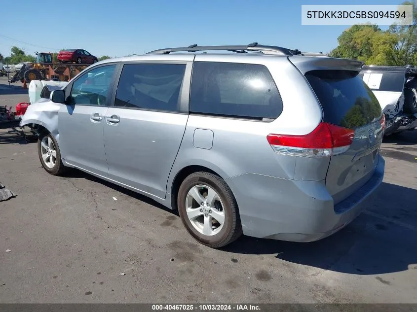 2011 Toyota Sienna Le V6 VIN: 5TDKK3DC5BS094594 Lot: 40467025