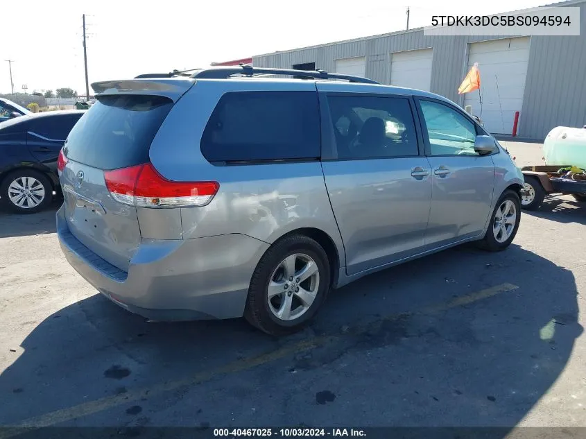 2011 Toyota Sienna Le V6 VIN: 5TDKK3DC5BS094594 Lot: 40467025