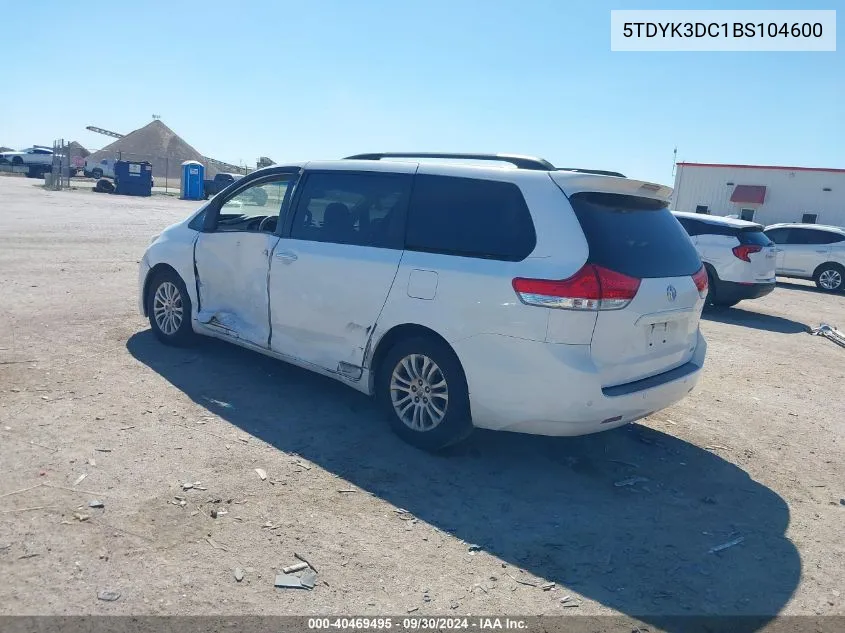 2011 Toyota Sienna Xle/Limited VIN: 5TDYK3DC1BS104600 Lot: 40469495