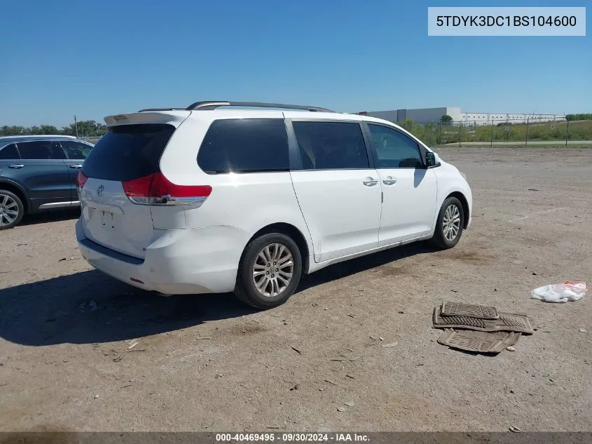 2011 Toyota Sienna Xle/Limited VIN: 5TDYK3DC1BS104600 Lot: 40469495