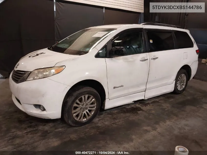 2011 Toyota Sienna Xle V6 VIN: 5TDYK3DCXBS144786 Lot: 40472271