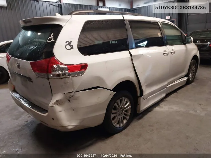 2011 Toyota Sienna Xle V6 VIN: 5TDYK3DCXBS144786 Lot: 40472271