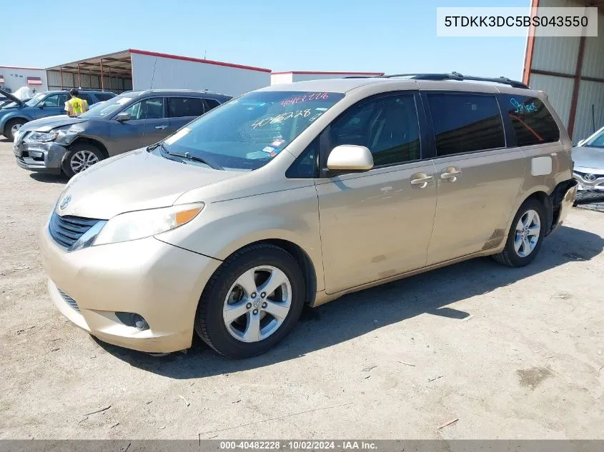 5TDKK3DC5BS043550 2011 Toyota Sienna Le V6