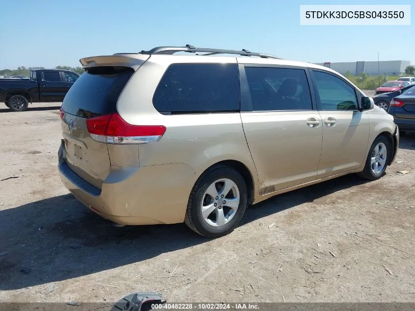 5TDKK3DC5BS043550 2011 Toyota Sienna Le V6