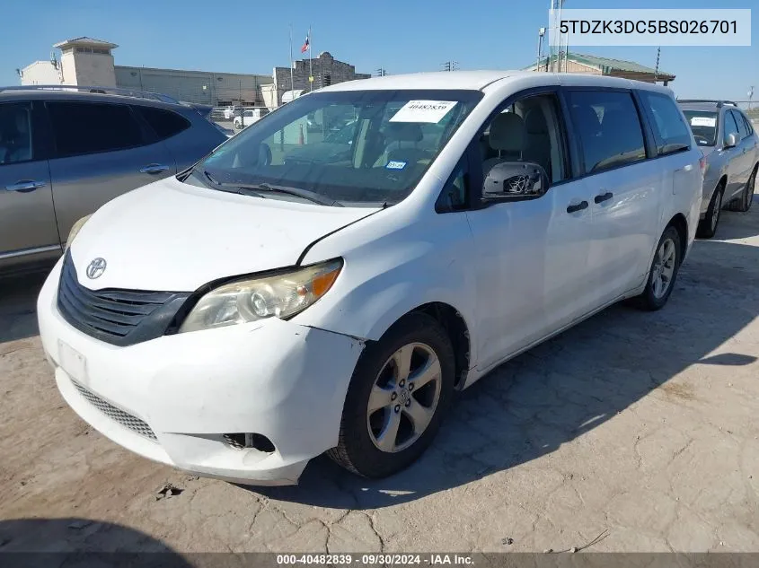 5TDZK3DC5BS026701 2011 Toyota Sienna Base V6