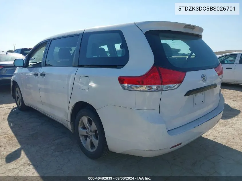 5TDZK3DC5BS026701 2011 Toyota Sienna Base V6