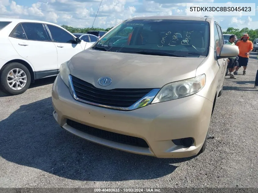 2011 Toyota Sienna Le V6 VIN: 5TDKK3DC8BS045423 Lot: 40493633