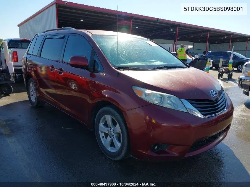 2011 Toyota Sienna Le V6 VIN: 5TDKK3DC5BS098001 Lot: 40497989