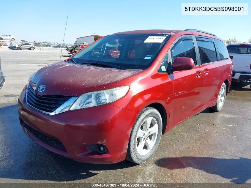 2011 Toyota Sienna Le V6 VIN: 5TDKK3DC5BS098001 Lot: 40497989