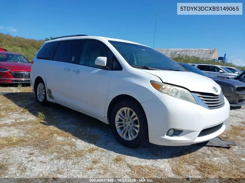 2011 Toyota Sienna Xle V6 VIN: 5TDYK3DCXBS149065 Lot: 40537658