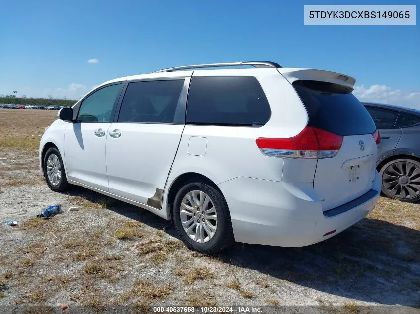 5TDYK3DCXBS149065 2011 Toyota Sienna Xle V6