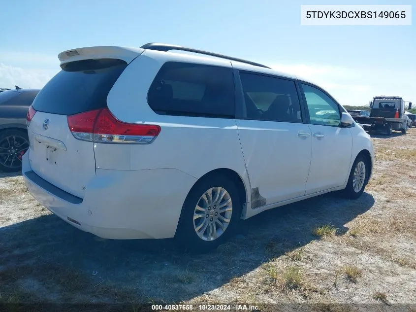 2011 Toyota Sienna Xle V6 VIN: 5TDYK3DCXBS149065 Lot: 40537658