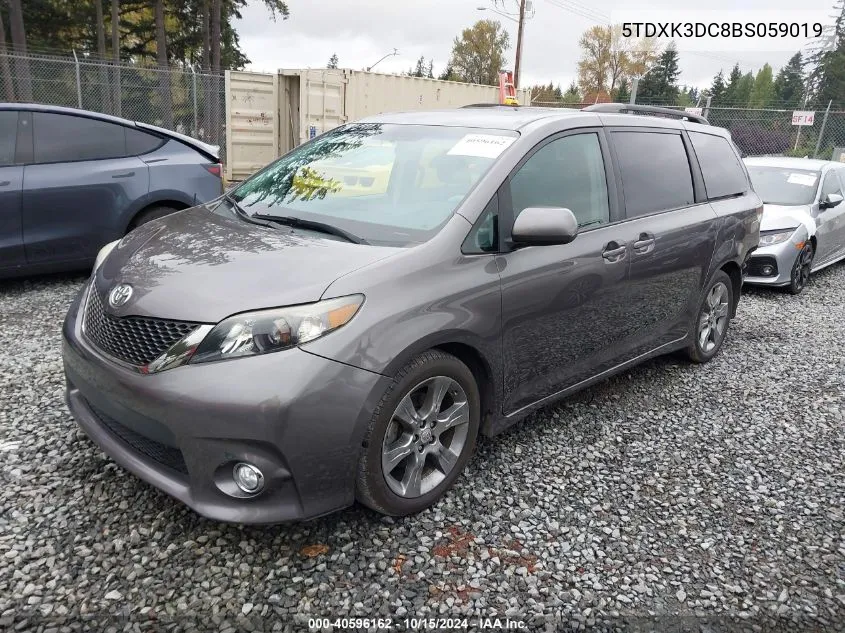 2011 Toyota Sienna Se VIN: 5TDXK3DC8BS059019 Lot: 40596162