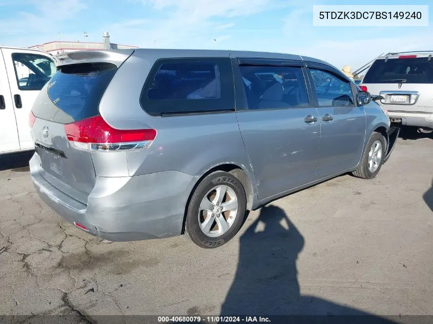 5TDZK3DC7BS149240 2011 Toyota Sienna Base V6