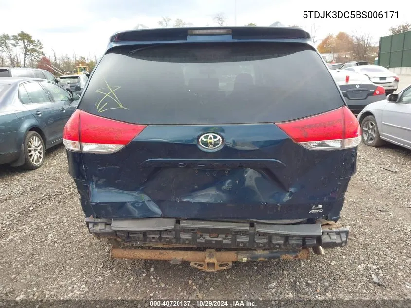 2011 Toyota Sienna Le VIN: 5TDJK3DC5BS006171 Lot: 40720137