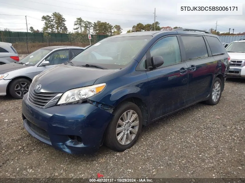 2011 Toyota Sienna Le VIN: 5TDJK3DC5BS006171 Lot: 40720137