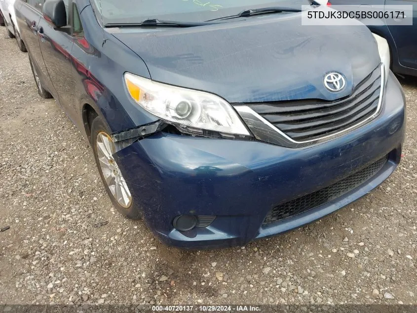 2011 Toyota Sienna Le VIN: 5TDJK3DC5BS006171 Lot: 40720137