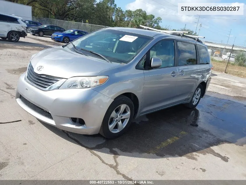 2011 Toyota Sienna Le V6 VIN: 5TDKK3DC6BS030287 Lot: 40722553