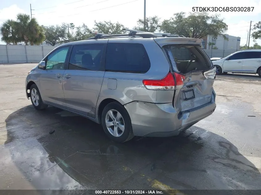 2011 Toyota Sienna Le V6 VIN: 5TDKK3DC6BS030287 Lot: 40722553