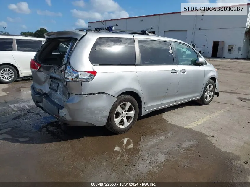 2011 Toyota Sienna Le V6 VIN: 5TDKK3DC6BS030287 Lot: 40722553