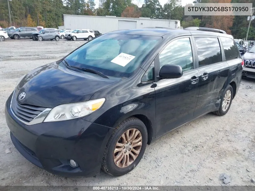 2011 Toyota Sienna Xle V6 VIN: 5TDYK3DC6BS170950 Lot: 40735213