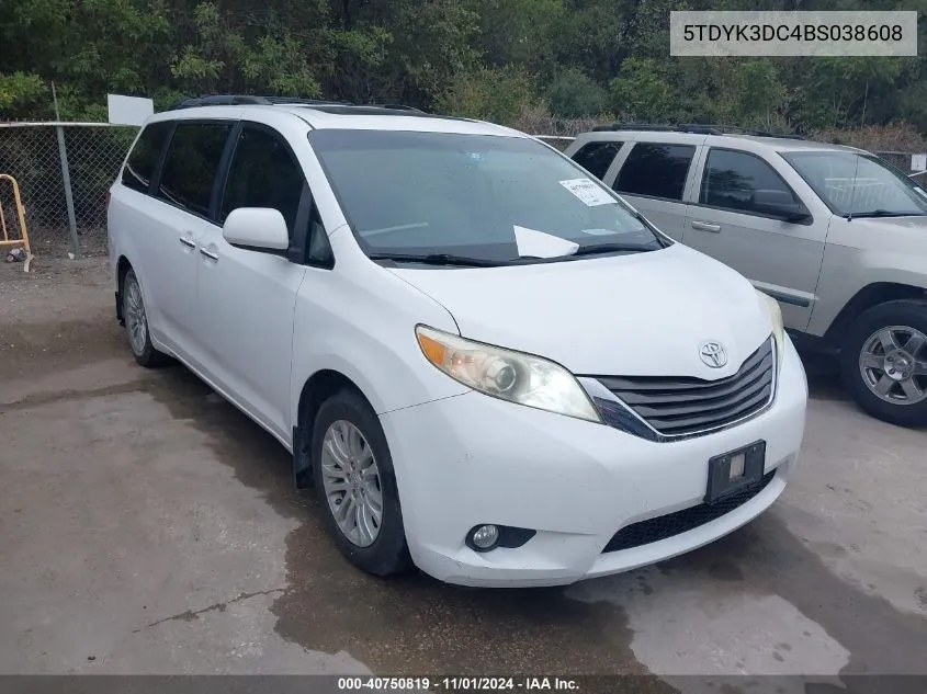 2011 Toyota Sienna Xle V6 VIN: 5TDYK3DC4BS038608 Lot: 40750819