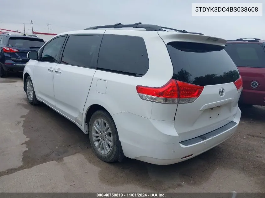 2011 Toyota Sienna Xle V6 VIN: 5TDYK3DC4BS038608 Lot: 40750819