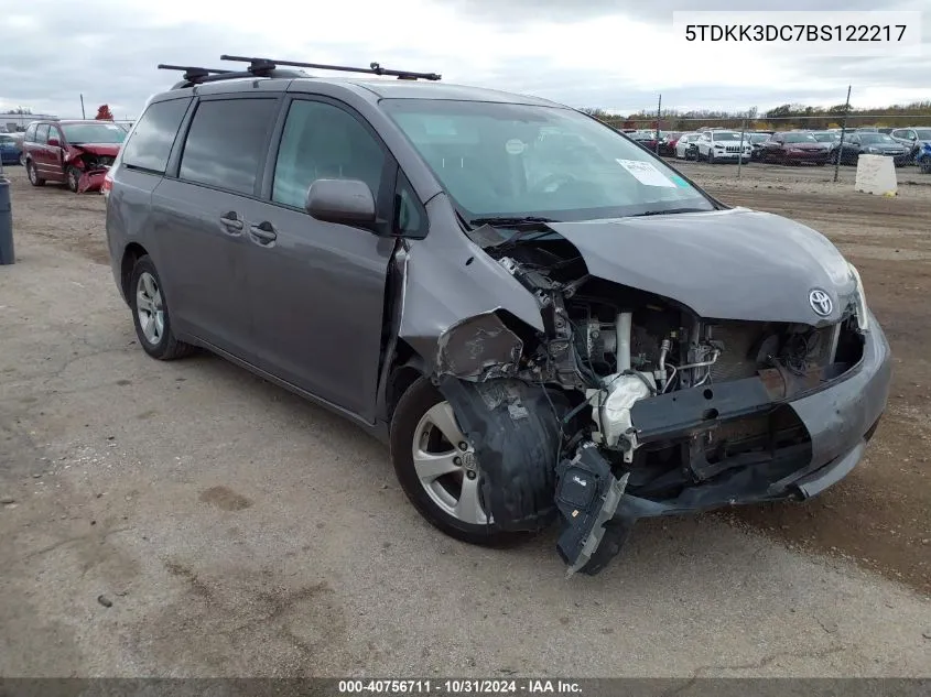 2011 Toyota Sienna Le V6 VIN: 5TDKK3DC7BS122217 Lot: 40756711