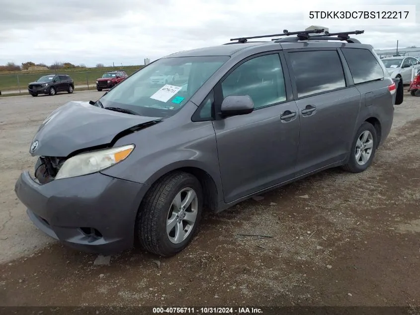 2011 Toyota Sienna Le V6 VIN: 5TDKK3DC7BS122217 Lot: 40756711